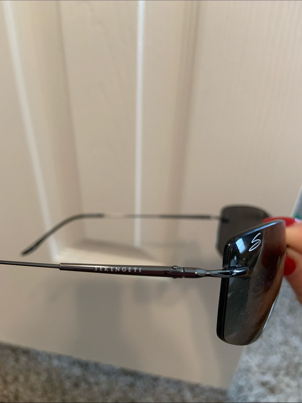 Serengeti Rimless Sunglasses with Dark Gray Lenses - Picture 6 of 9